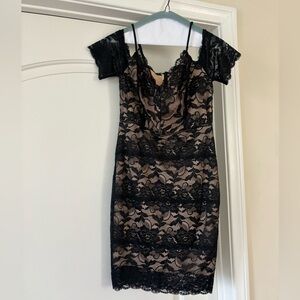 Lulu’s One More Kiss Black Lace Cold Shoulder Bodycon Dress